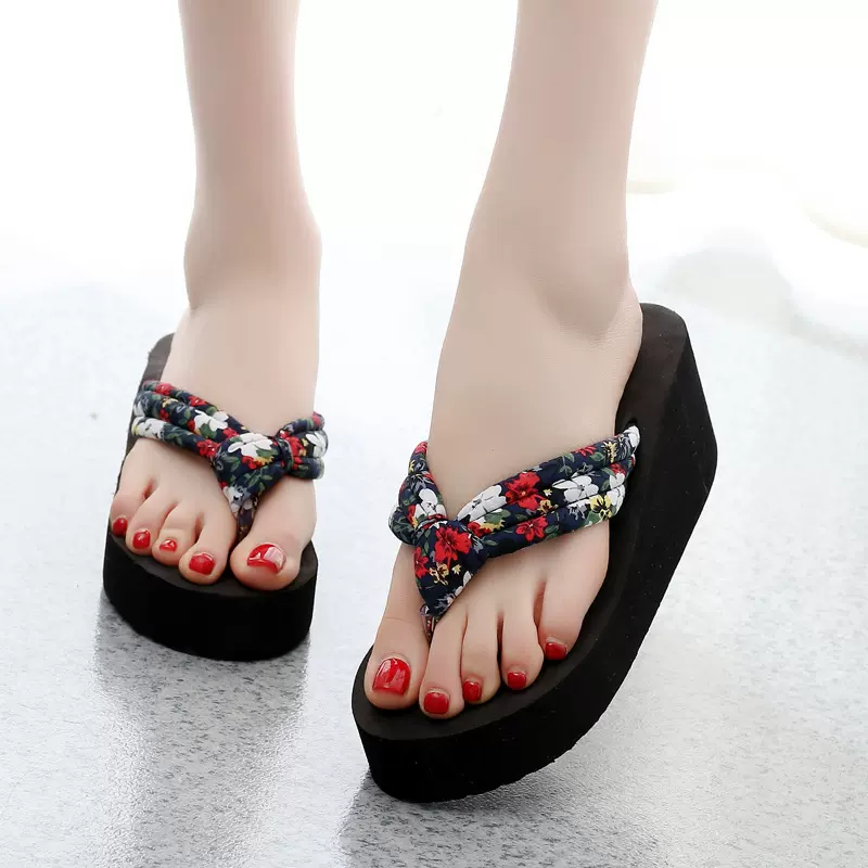 CT302 - wedge heels, one-line flower sandals (3)