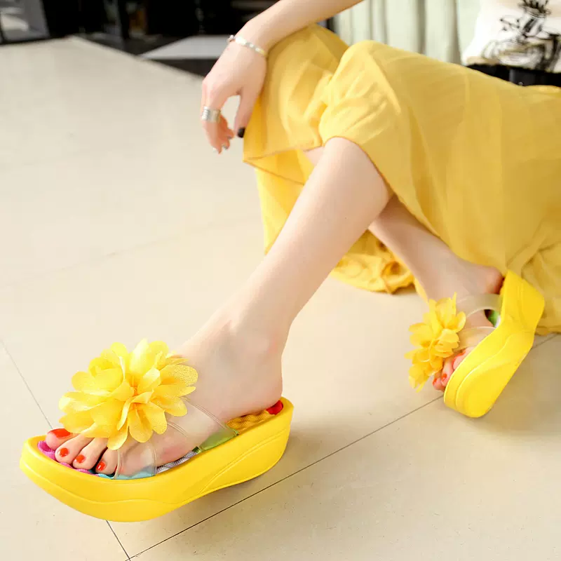 CT306 - wedge heels, one-line flower sandals (2)