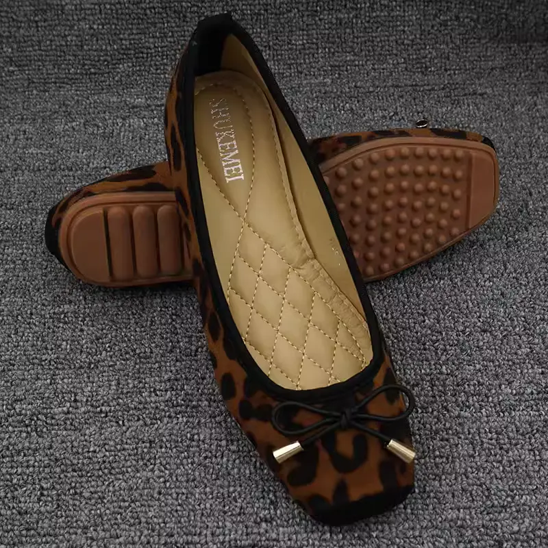 CT524 - women leopard print square toe flat shoes (2)