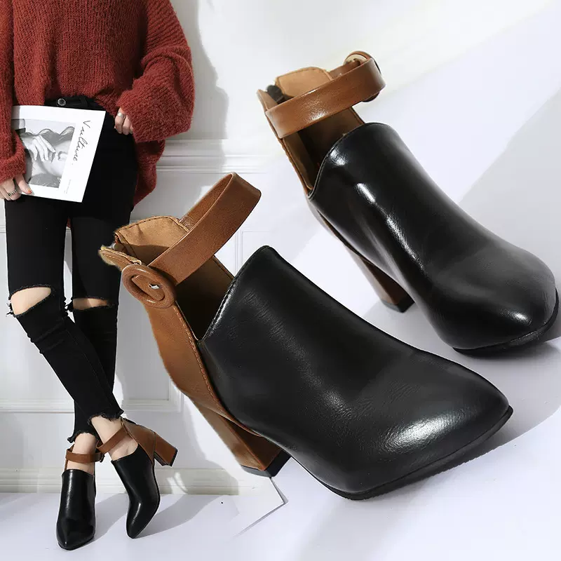 CT2295 - Pointed-toe martin thick-heel boots (3)