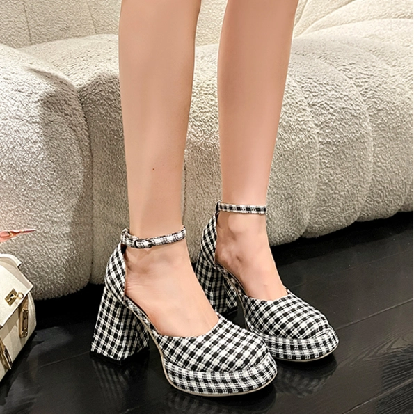 CT584 - Mary Jane high heels one-strap hollow shoes (1)