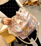 BG139 – New ethnic style floral chain bag pearl canvas bag shoulder bag messenger bag fashion women’s bag (4)