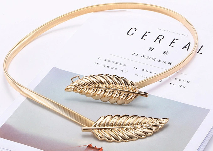 CB002 – Women’s metal elastic leaf belt (4)