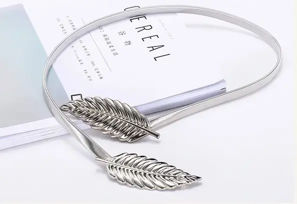 CB002 – Women’s metal elastic leaf belt (4)