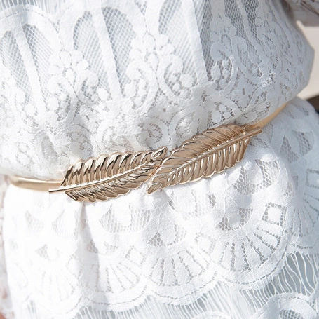 CB002 – Women’s metal elastic leaf belt (4)