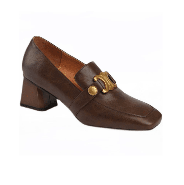 Women's spring and autumn new thick heels soft leather square shoes