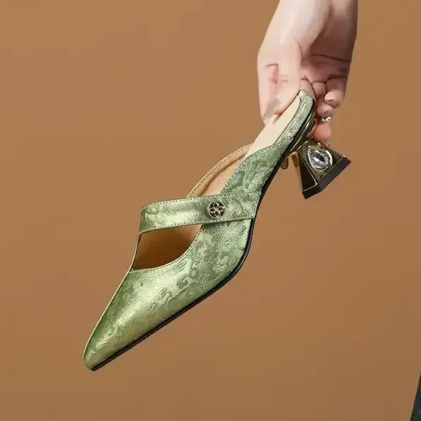 CT720 – Women’s sandals wear with skirt half slippers mid-heeled shoe (3)