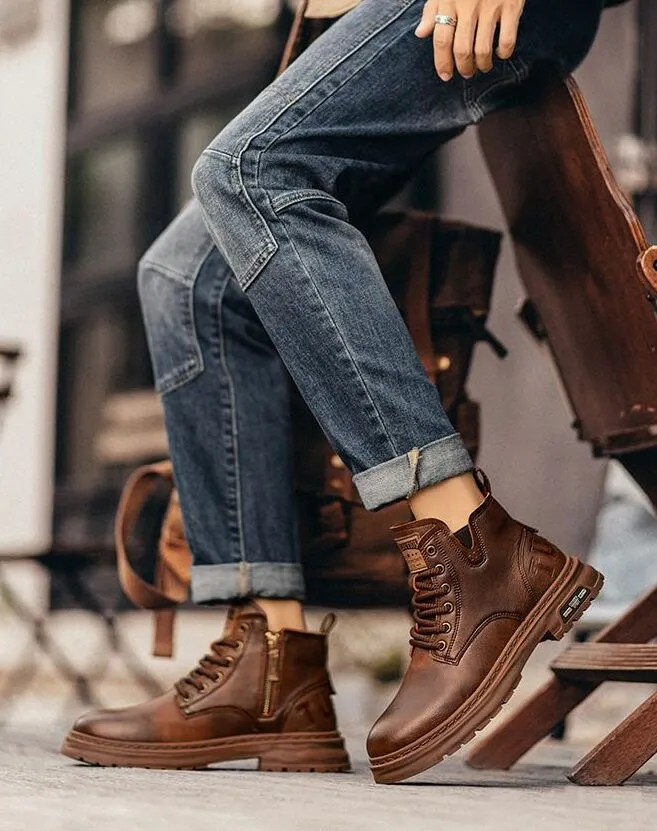 MS023 – Men’s spring new high-top leather casual shoes (1)