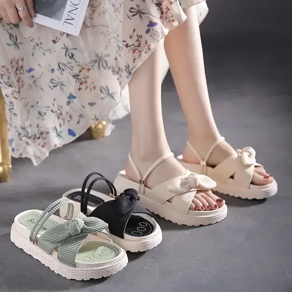 Women's thick-soled fairy style flat slippers