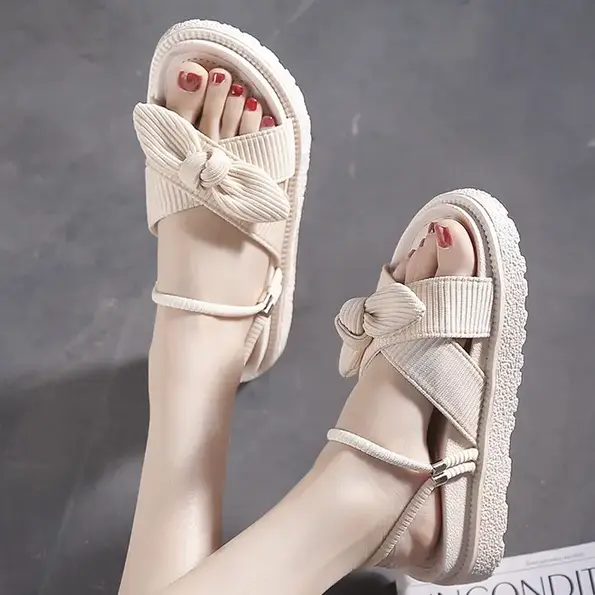 CT107 – Women’s skirt thick-soled fairy style student flat slippers (3)