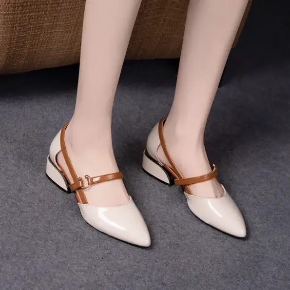 CT1235 – Women’s leather mid-heel patent PU leather shoes (1)