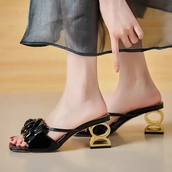 CT514 – Women’s New style flip flops, flower sandals thick heel sandals for shoes (2)