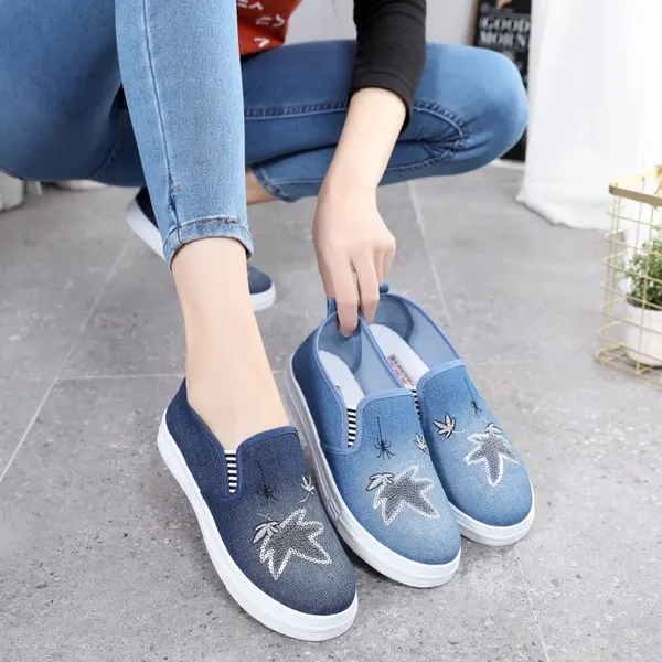 【Washed Products】Old Beijing cloth shoes women's shoes denim canvas shoes