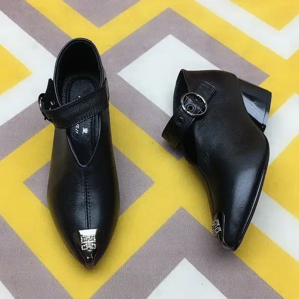 CT2567 – Mid-heeled shoes for women,V-neck grandma shoes, (2)