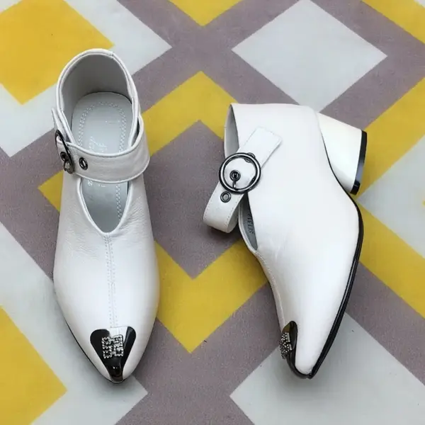 CT2567 – Mid-heeled shoes for women,V-neck grandma shoes, (2)