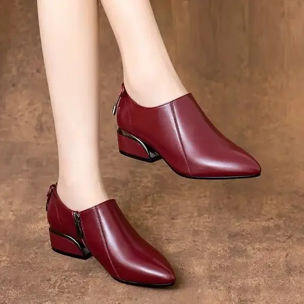 Spring and autum pointed toe thick heel shoes women's