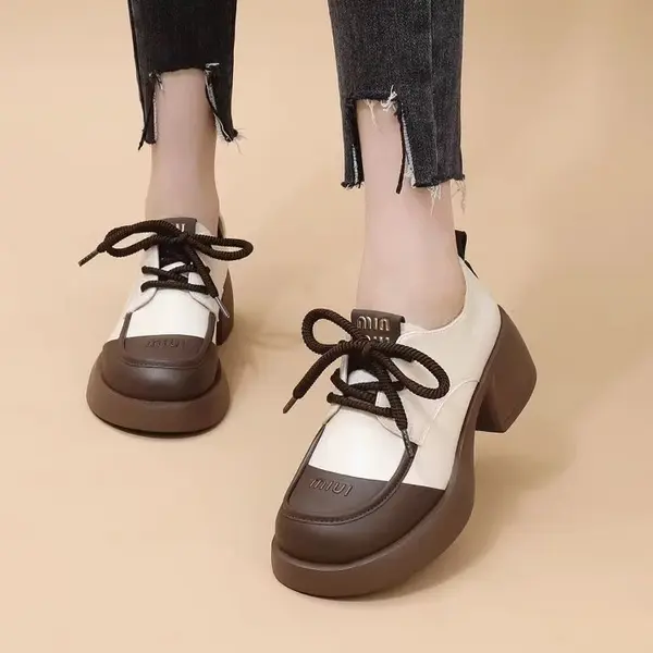 CT2578 – Thick-soled color-blocked leather shoes for women (2)