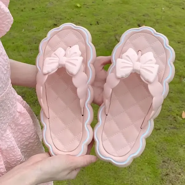 Girl’s Heart Bow Lace Clip Ladies Flip-Flops shoes