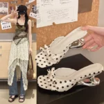 CT1267 – High-End Bow-Knot Polka Dot Irregular Heel Sandals (5)