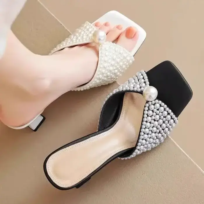 High-End Bow-Knot Polka Dot Irregular Heel Sandals