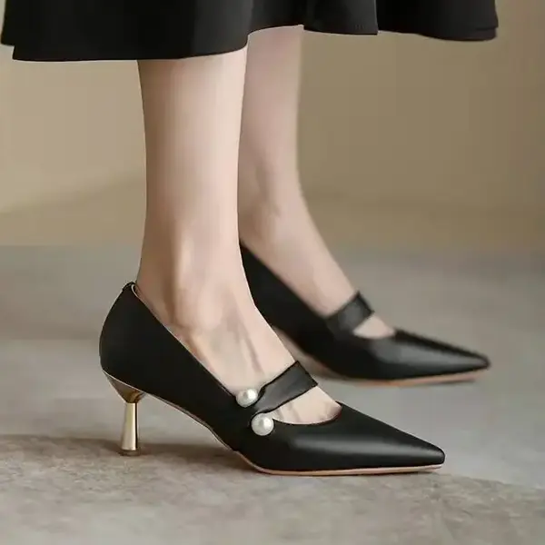 New pointed low-cut stiletto heel single-layer shoes