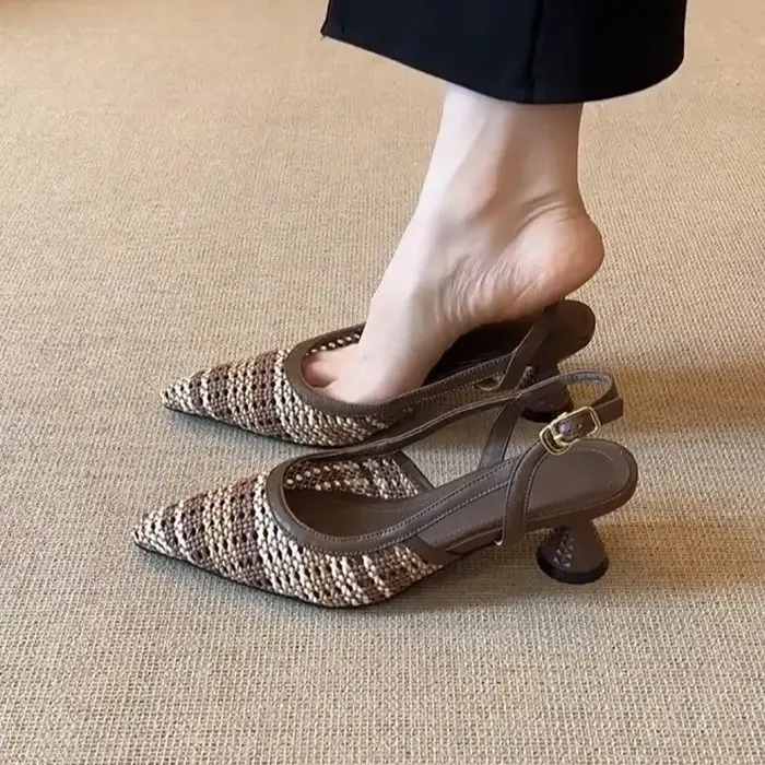 Hollow Pointed Toe Mule Sandals for Women,