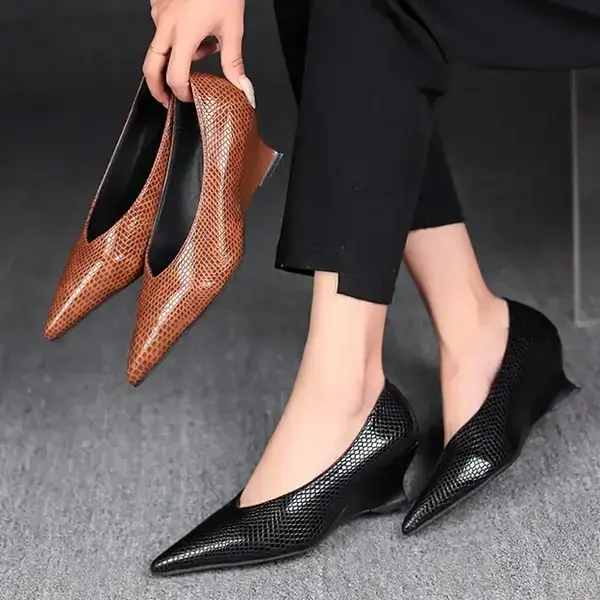 Spring and Autumn Fairy Style Pointed Toe Wedge Heels