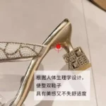 CT1283 – Cross-Border New Metal Buckle Flip-Flops Special-Shaped Heel (6)