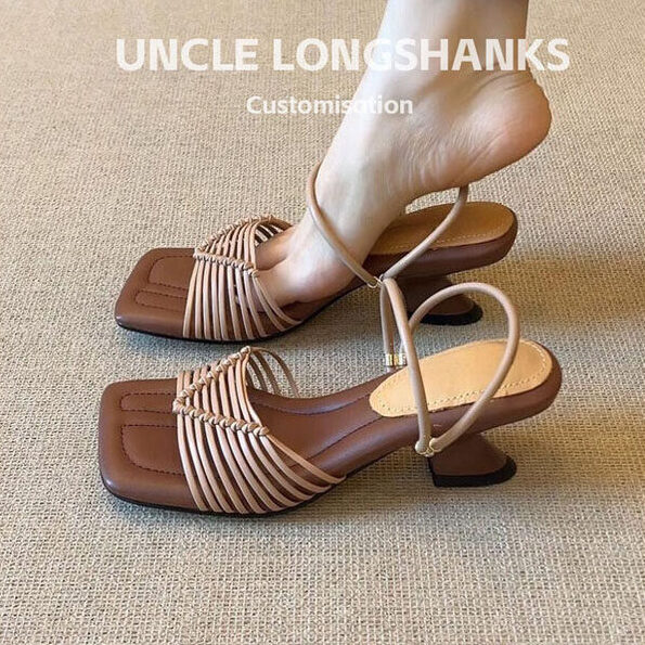 Square toe high-heeled resort-style