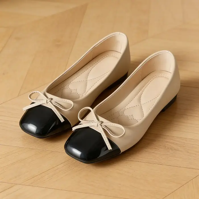Women's Leather Bow-Style Flat Shoes
