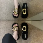CT452 – Trendy black platform sandals for women (2)