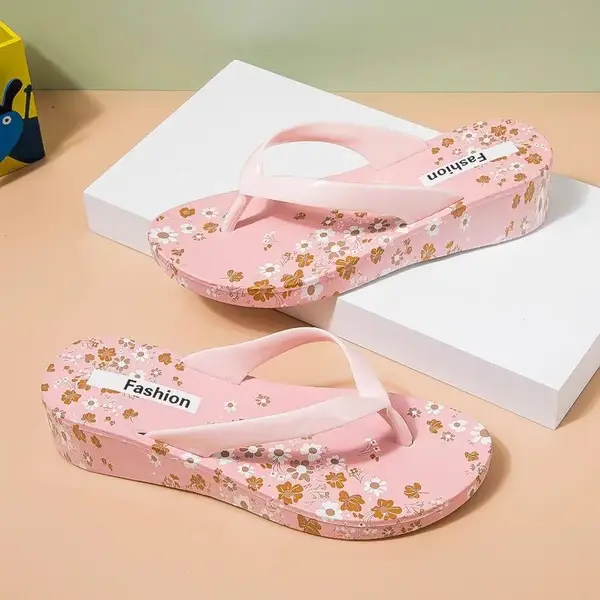 Women's Floral Thick-Sole Flip-Flops Slippers