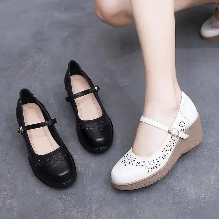 Brand limited edition soft leather wedge clogs for women