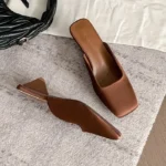 CT1318 -Shallow Satin Triangle Heel Mule Sandals (1)