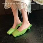 CT1318 -Shallow Satin Triangle Heel Mule Sandals (1)
