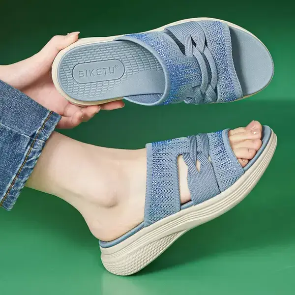 Women’s Rhinestone Woven Platform Sandals