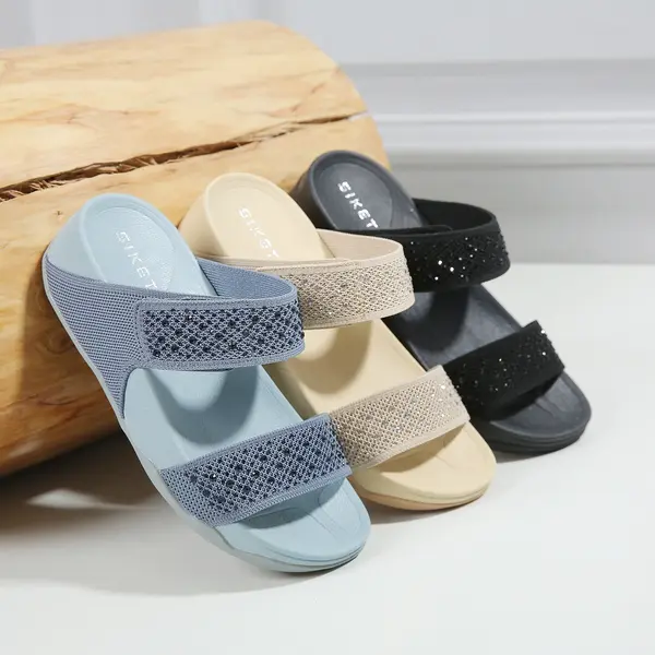 Women’s Rhinestone Mesh Slip-On Sandals