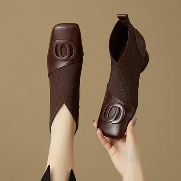 Women’s Square-Toe Leather Shoes