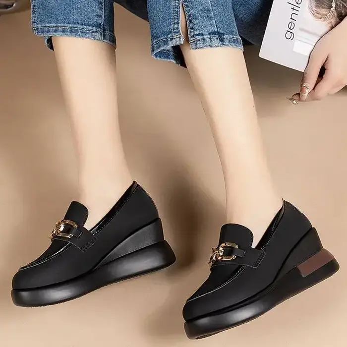 CT2625 – Stylish Gold Buckle Platform Shoes (1)