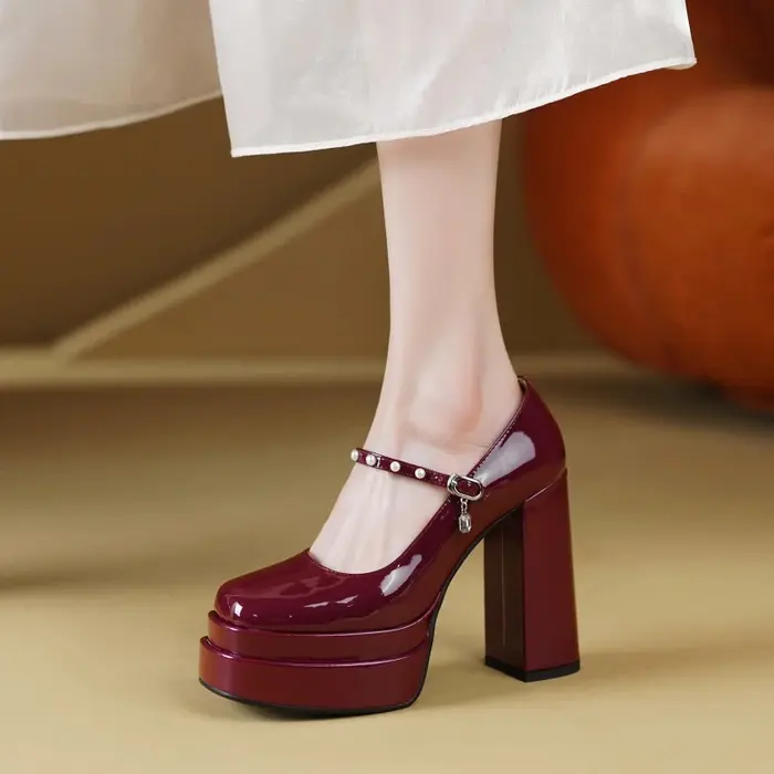 Chunky Heel Platform High Heels Women's