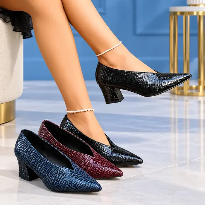 Beautiful Croc-Texture Heels