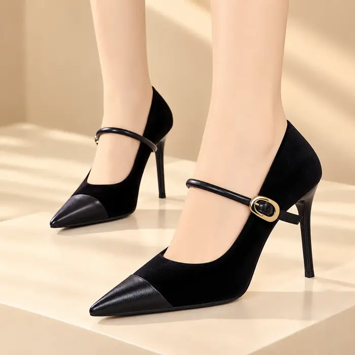 Elegant Teal Velvet Mary Jane High Heels