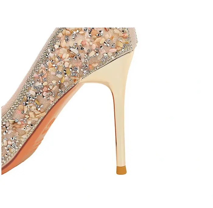 CT1345 – Rhinestone High Heels Metal Pointed Toe Shoes (5)