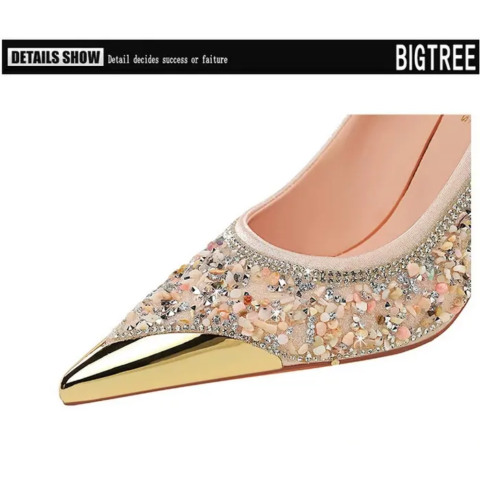 CT1345 – Rhinestone High Heels Metal Pointed Toe Shoes (5)