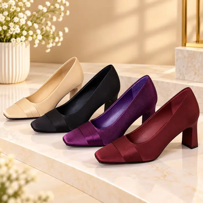 Versatile Elegant, Square Toe Thick Heel Shoes
